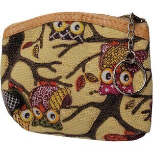 Mini coin pouch with owl print